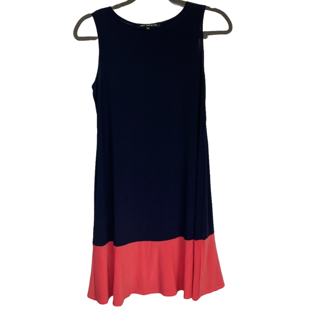 Nik and Nash: Navy and Pink Sleeveless Shift Dress Sz S